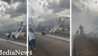 На пассажирском самолете вспыхнул пожар